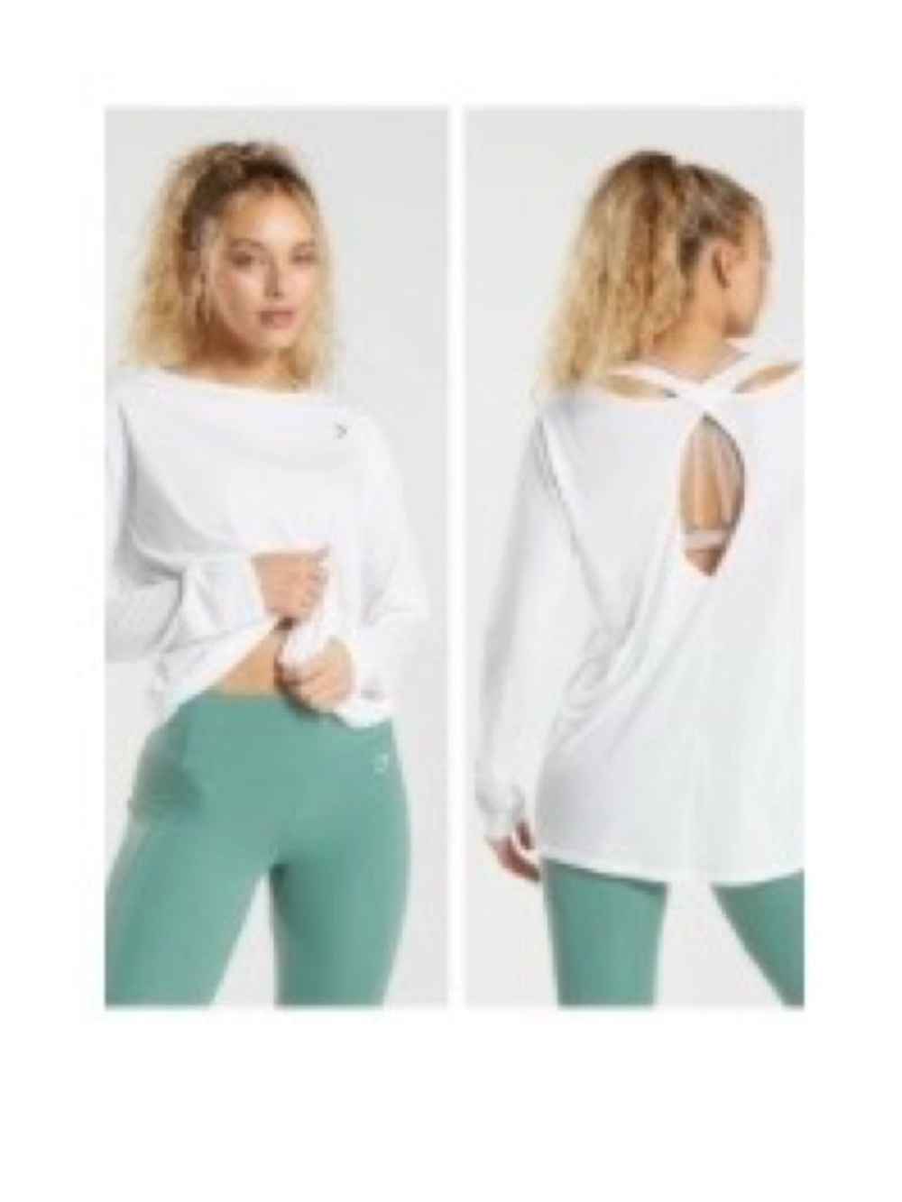 Gymshark | White Super Soft Cut-out Long Sleeve Top | Size Large